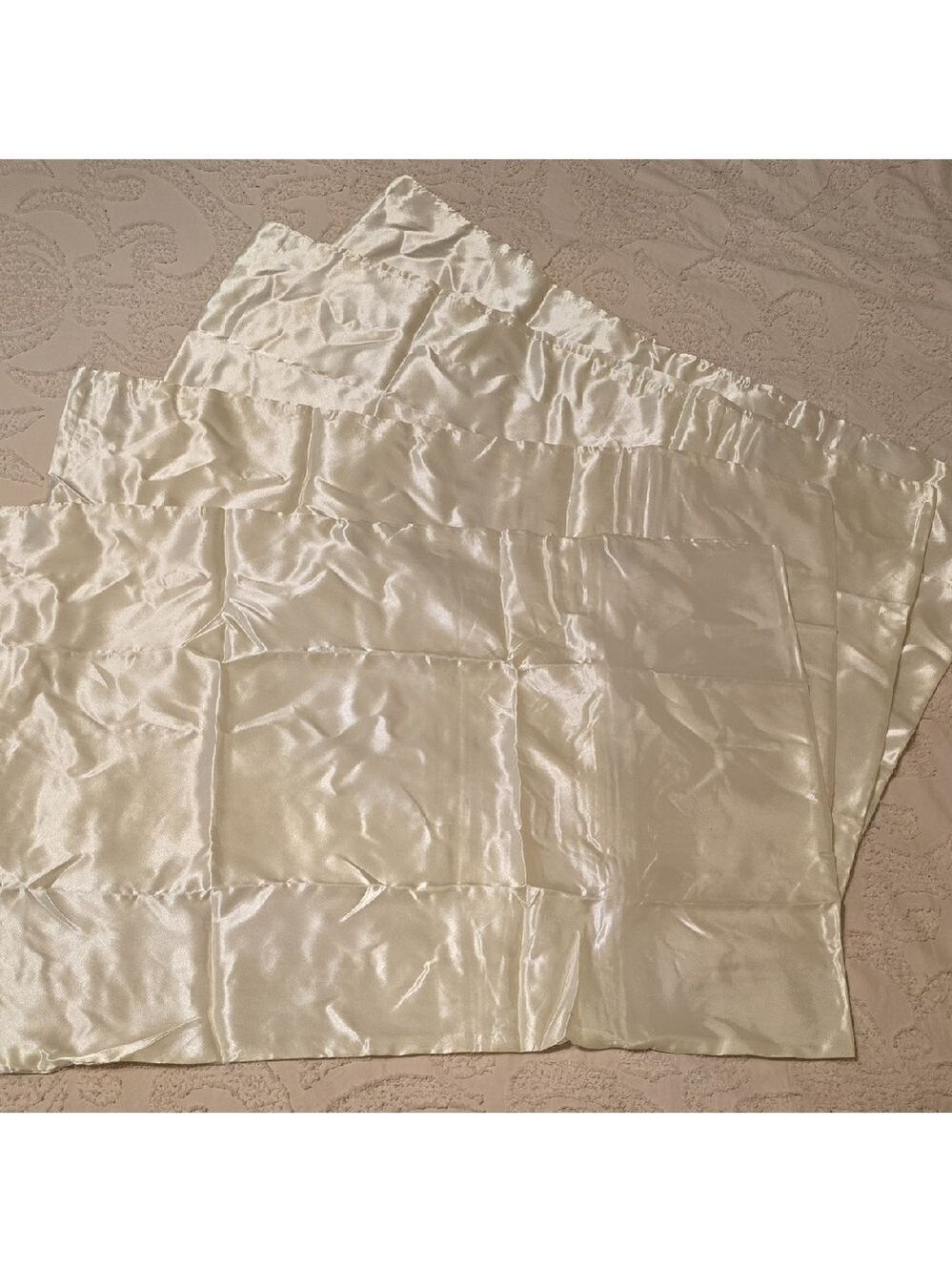 Satin Zipper Pillowcases Bone Cream Queen Size Set of 4 New
